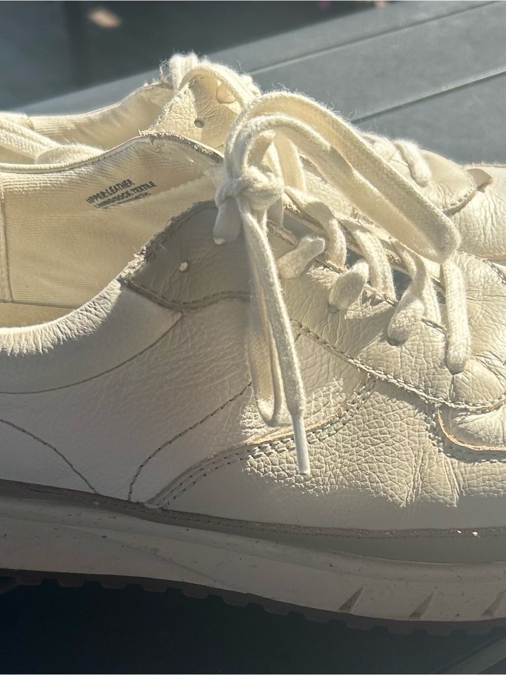 Madewell Cream Leather Lace-Up Sneakers